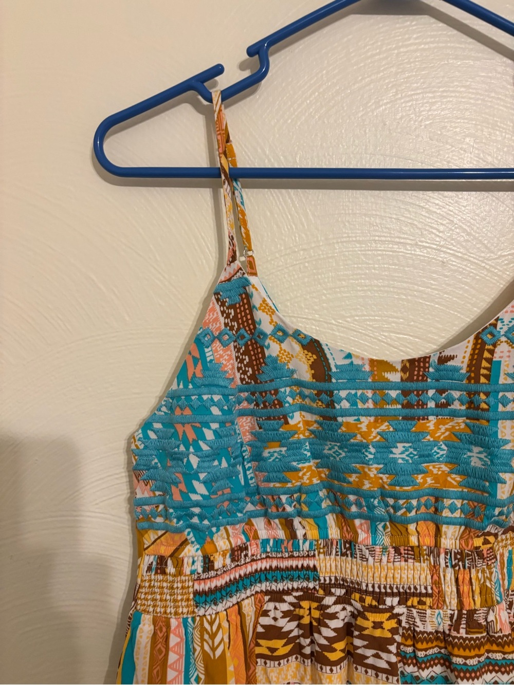 Savanna Jane Embroidered Boho Swing Cami Tank Top Medium Aztec Tribal Print - Picture 6 of 8